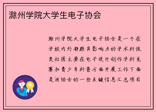 滁州学院大学生电子协会